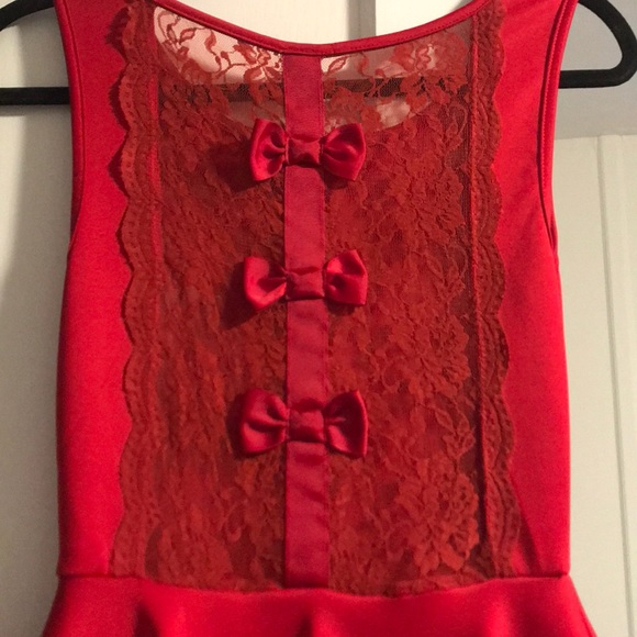 Red Peplum Dress - Picture 2 of 3